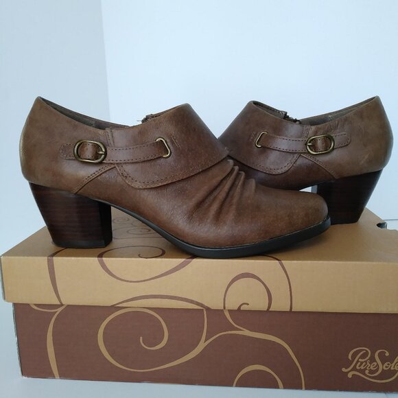 Pure Sole "Rowdy" Leather Chestnut Brown Shootie Bootie- 8.5M - Picture 4 of 9